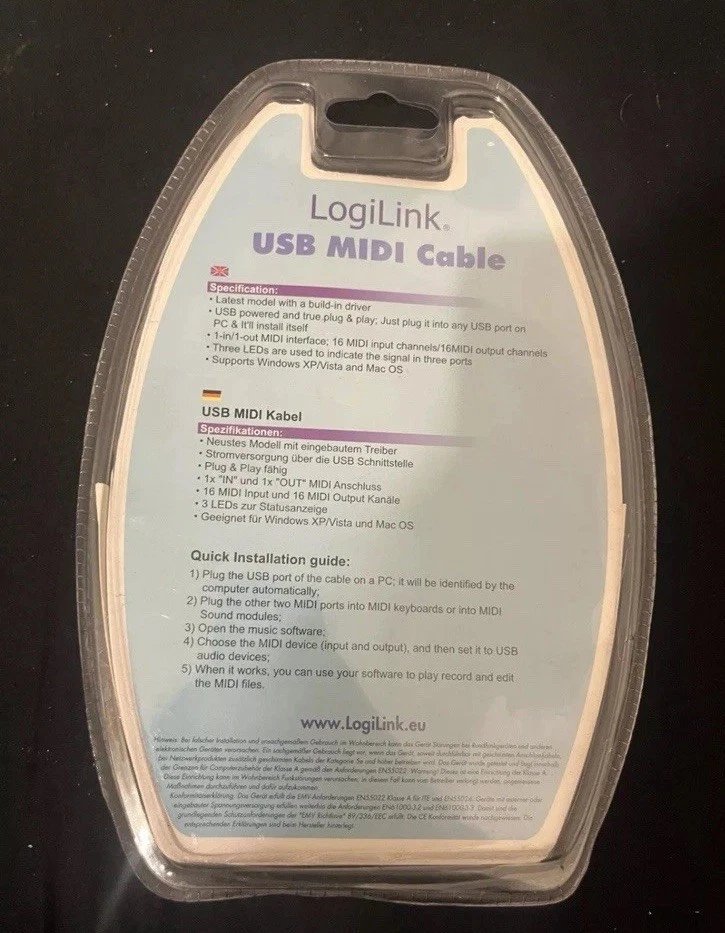 USB MIDI CABLE LOGILINK UA0037 (A/N UA0037) nuovo - Image 3 of 4