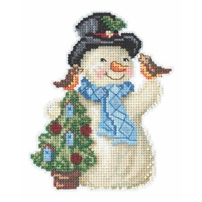 Mill Hill/Jim Shore 14ct Kreuzstich-Set 4''x5'' - Feathered Friends Schneemann