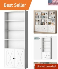 Bookshelf, Industrial Bookshelves and Bookcases with Doors Floor Standing 6 S...