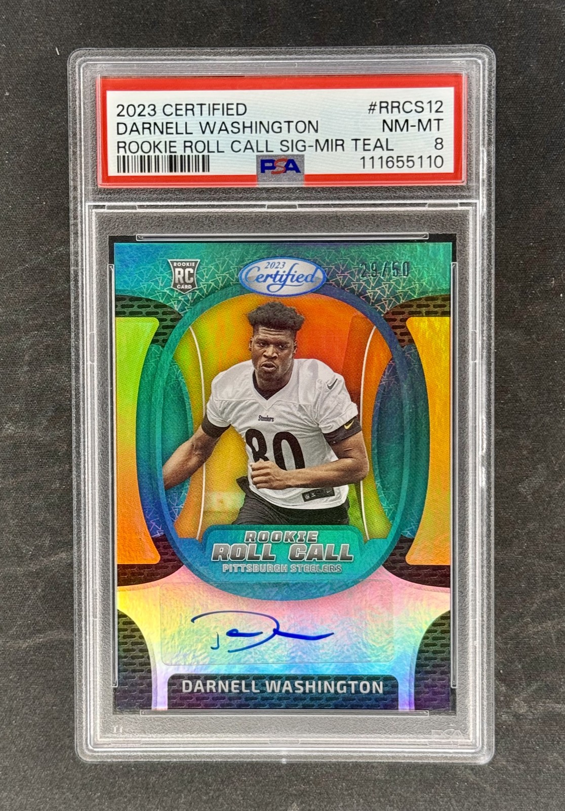 Darnell Washington Panini Certified Rookie Roll Call Signature #RRCS12 Mirror Teal