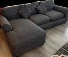 Right-hand Corner Sofa,  Charcoal Grey Fabric, 3 Seater see description