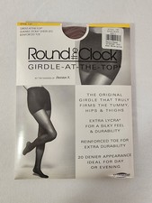 VTG NEW ROUND THE CLOCK Satin Taupe Girdle Top Sz C Pantyhose Hosiery Sheer 137