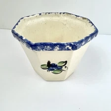 Blueberry Spongeware Small Planters Maine Vintage