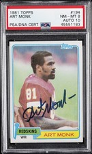 1981 TOPPS #194 ART MONK PSA 8 AUTO 10