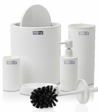 HowHomely Badezimmerset Badezimmerzubehör Badset weiß Badausstattung 5er Set 