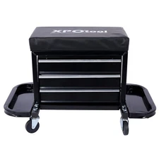 350-lb Capacity Rolling Tool Chest Seat with Glide Function for Garage Workshop