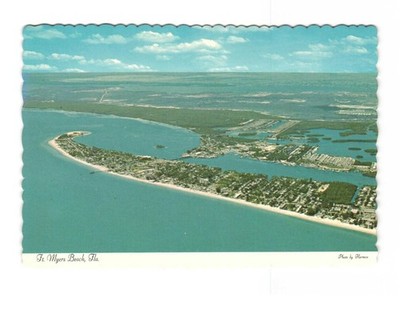 Ft. Myers Beach FL vintage postcard unposted Aerial view