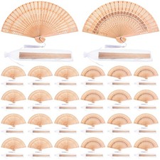 60Pcs Wooden Hand Fans Folding Wedding Fans for Guest Chinese Hollow Pattern ...