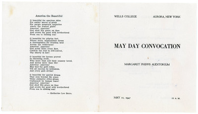 1947 Wells College Phi Beta Kappa May Day Program Aurora, NY #KM