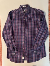 Peter Millar Button Down Shirt Men s Medium Plaid Cotton Dress Shirt Blue Pink