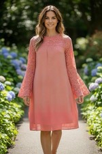 Lily Rose Coral Lace Bell Sleeve A line Dress Size 2X NWT