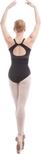 Open Back Stretch Bodysuit for Women and Girls High Neck Criss Medium, Black 