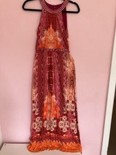 Monsoon Women's Long Maxi Size UK 8 Indian Boho Hippie Summer Dress VGC Mirrors