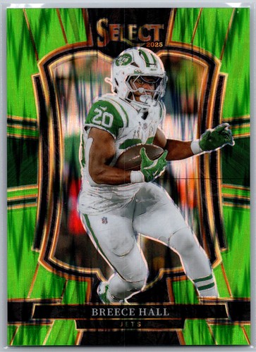 2025 Panini Select #175 Breece Hall Neon Green Prizm Shock #/699