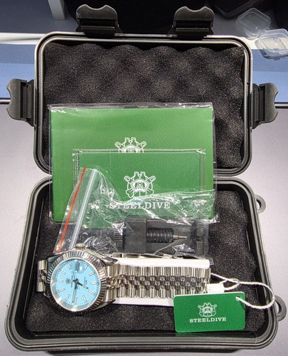 Steeldive SD1933 Fluted Bezel Light Blue Seiko NH35 200m Diver Automatic New