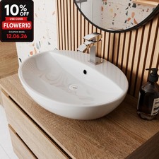 Image of Avox Oval Countertop Basin Modern Designer Sink Ceramic White 550 x 420mm