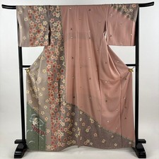 JAPANESE KIMONO HOMONGI PINK 165cm 5 ft 5 in PURE SILK FF10502