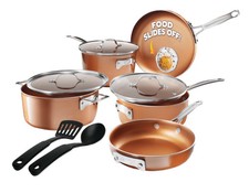 Gotham Steel Stackmaster 10 Pc Pots and Pans Set Brown Nonstick Ceramic Cookware