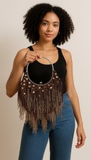 Vintage Inspired Beaded Fringe bag, Boho Luxe Evening Bag /Y2K Statement piece