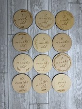 16 pcs Baby Monthly Milestone Circles,wood Engraved Baby First Year
