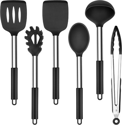Silicone Kitchen Utensil Set, 6 Pieces Cooking Utensils Cooking Cutlery Set