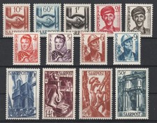 SAARLAND  239-51 **  Freimarken 1948, 13 Werte komplett, postfrisch, KW 45,- &euro;