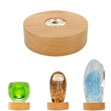 Battery Power Light Stand for 3D Crystal Art Glass,Warm Light,Wood,4 inch