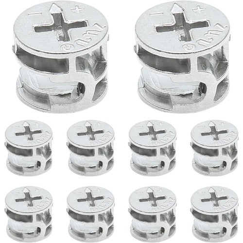20 Pcs 12x10mm Furniture Cam Lock Nuts – Eccentric Fasteners For Cabinets, Drawers & Wardrobe Panels (Silver)