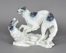 Rosenthal Heidenreich Gruppe Windhunde Barsoi Hund Dog Porzellanfigur AE273