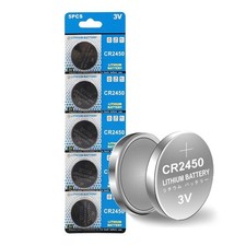 5Pcs CR2450 3V Coin Cell Battery 550mAh Button Batteries for Car Key Remote