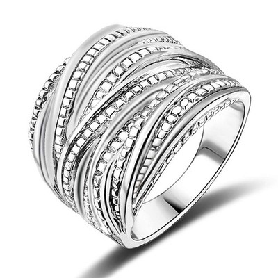 2 Tone Intertwined Crossover Statement Ring Fashion Chunky Band Rings for Bla...