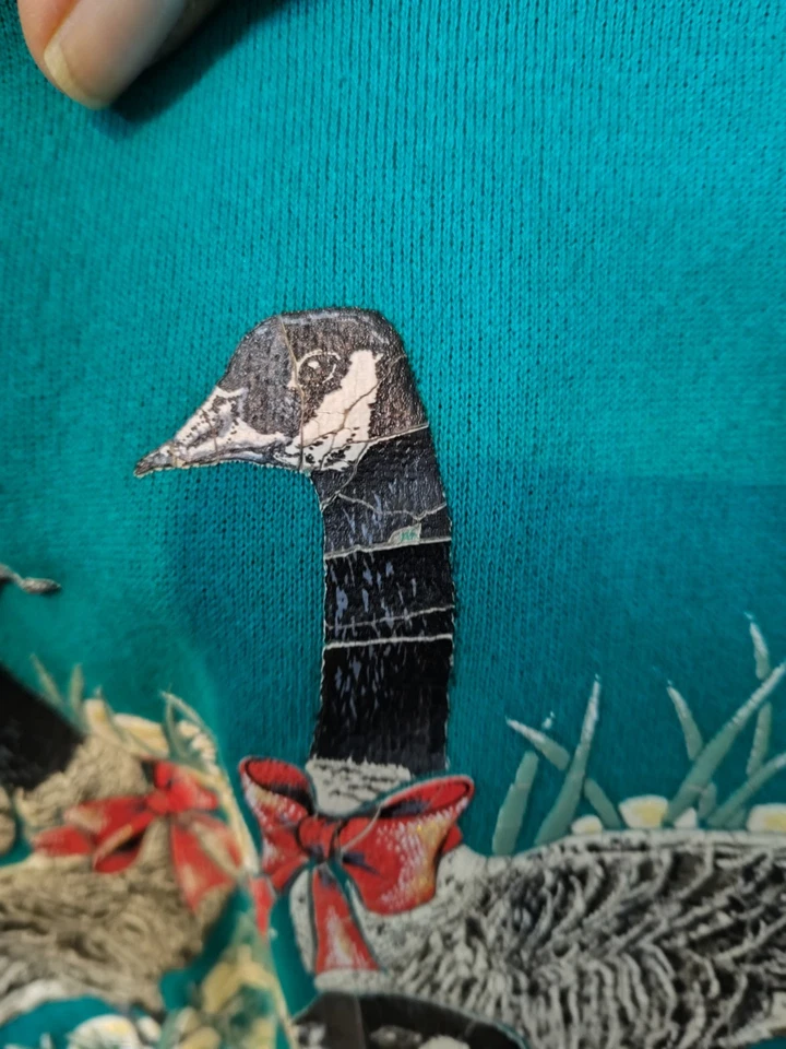 Vintage '90s Teal Goose Sweater - Image 3 of 4