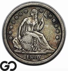 1840 Seated Liberty Dime, No Drapery Better Date