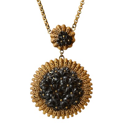 Vintage Possibly Miriam Haskell Necklace Lariat Roll Chain Flowers Bouquet 