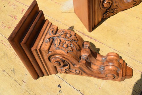 2 Stück CORBELS AKANTHUSBLATT Schriftrolle Designer Haus Wand Verzierungen handgeschnitzt - Bild 4 von 7