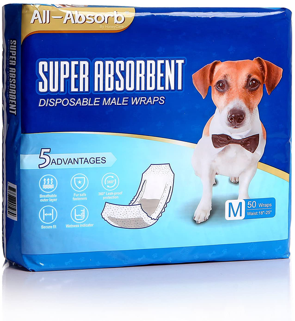 50Pack All Size Waist Disposable Dog Diapers Male Wraps Belly Bands
