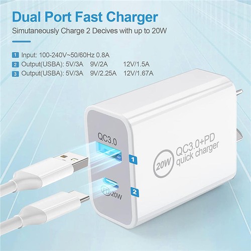Dual Port USB-C Type C Fast Charging PD 20W QC 3.0 Wall Adapter Charger AU Plug - Picture 15 of 45