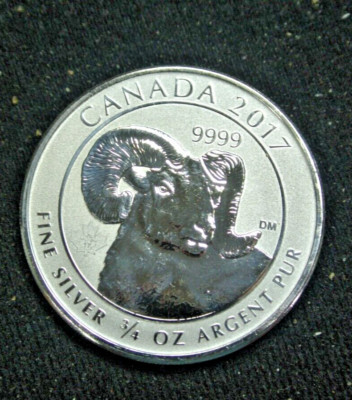 2017 Canada $2 Big Horn Sheep Series 3/4oz Silver Bullion Coin  REVERSE PROOF