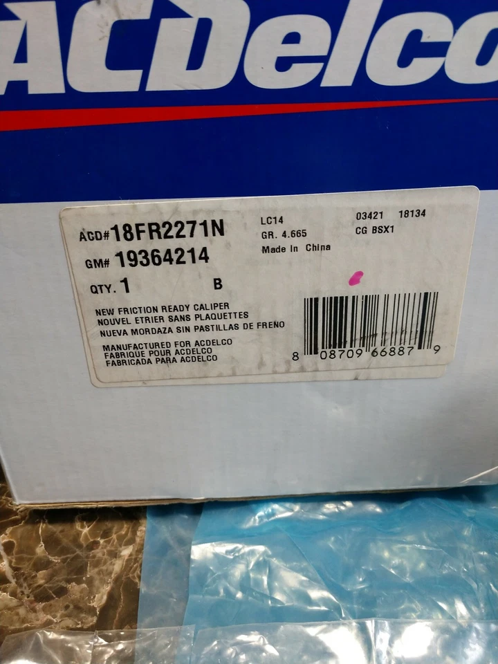 Pinza de freno de disco trasera izquierda original ACDelco Pro 18FR2271N Driver 19364214 Camry Foto 2 de 4