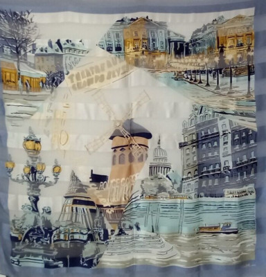 CELINE 135cm Foulard Carré en Mousseline de soie PARIS Scarf Silk + Seta Sciarpa