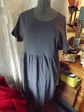 TIME TRU dark gray DRESS SZ LARGE 12-14 ruffled sleeves EUC