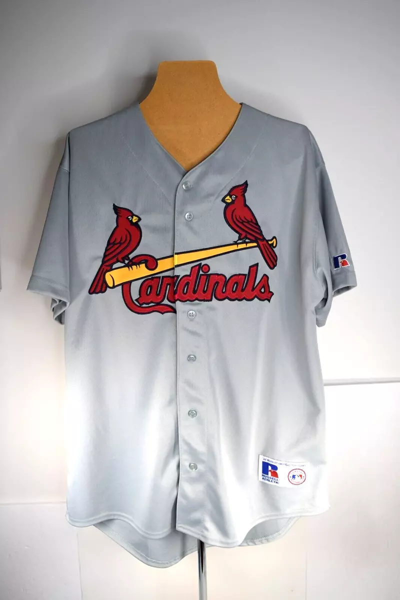 Russell Athletic Mens M St Louis Cardinals MLB Gray Baseball Jersey  Embroidered