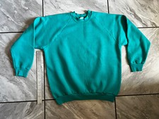 Vintage Fruit of the Loom Blank Sweatshirt Womens Large Teal Made in USA