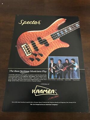 1987 VINTAGE 8X11 PRINT Ad FOR KRAMER Spector Bass GUITARS Kenny Aaronson ++