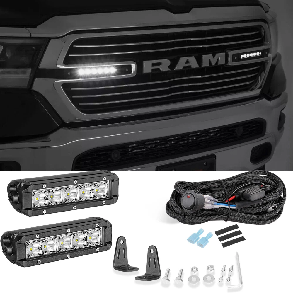 LED Grille Light Bar Wire Kit (2x 6'' Light Bar) For Ram 1500 2019-2024 Pickup