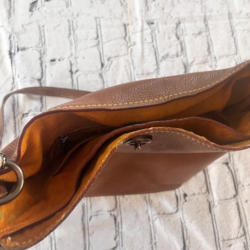Coach Duffle Sac Bucket Shoulder Bag Saddle Brown Tanned Leather Crossbody - Picture 3 of 9