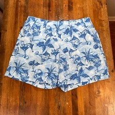 Columbia Swimsuit Mens Large Blue Fish Print PFG Lined Shorts Trunks Fishing