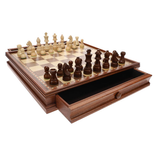 French Staunton Wood Chess & Checkers Set, 15 inch Board with Storage - 第 1/8 張圖片