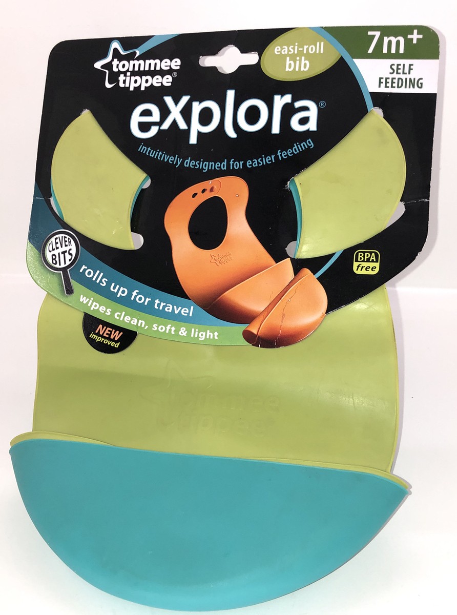 Tommee Tippee Roll 'n' Go 2-Pack Drip Catcher Bibs Blue Green New