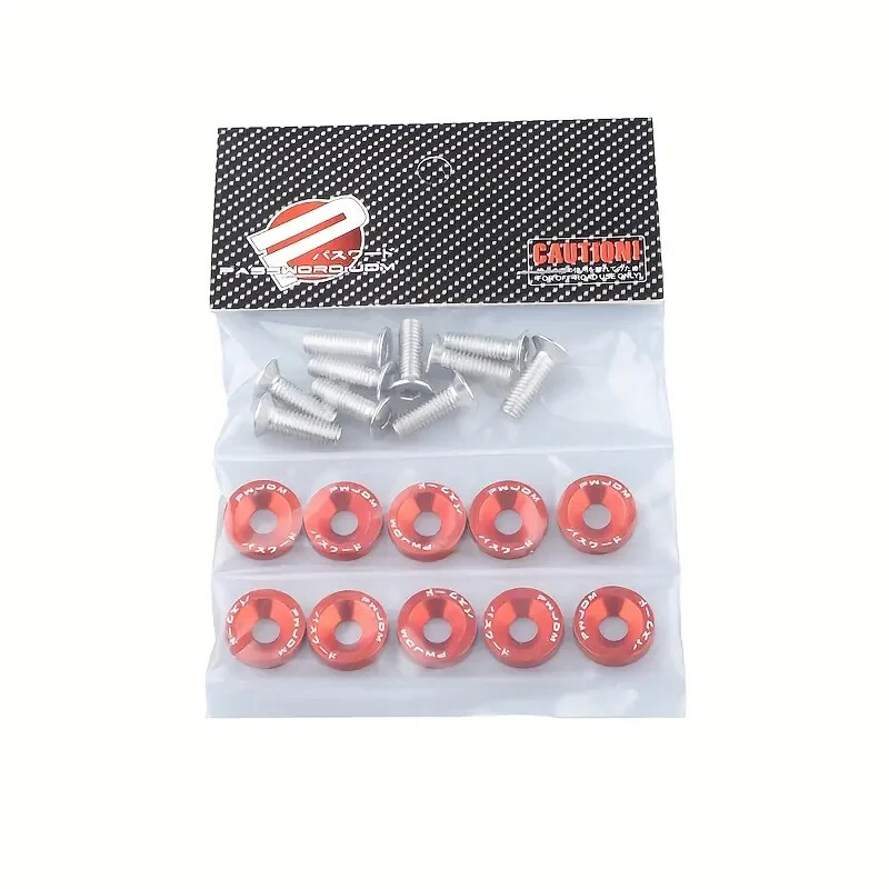 DKEKE 20PCS Aluminum Bumper Fender Washer M6 T6 Grade CNC Billet Engine Bay Dress Up Kit Car Modified Hex Fasteners Concave Screws DKEKE (Color Name : Black - View #11